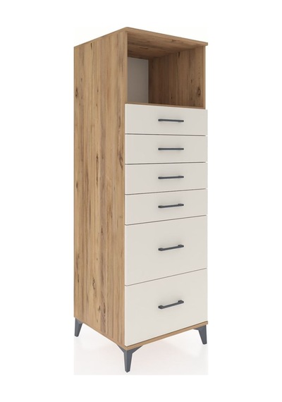 Kronos Dolap Tek Raflı 6 Çekmeceli 60x59x182 Çam-aytaşı Çam