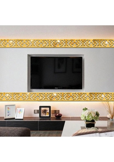 1001Hediye Pleksi Süs Gold Motif Desenli Bordür Duvar Tavan Süsü 20 Adet