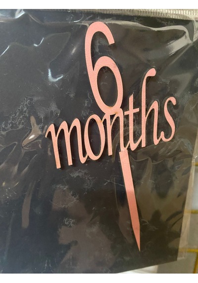 Delux Serisi Ay Dönümü Bebek Kutlaması Parti Detayı 6 Months Pembe Ahşap Pasta Üzeri Süs
