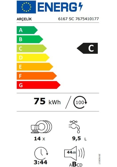 Arçelik 6167 SC 6 Programlı 14 Kişilik Bulaşık Makinesi