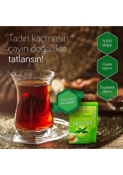 Fibrelle Stevialı Tablet Tatlandırıcı 100'lük Kutu 2 Adet