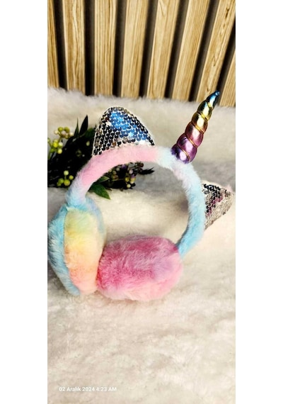 Unicorn Her Yaşa Uygun Taç Modelli Pelüş Kulaklık-110 Çok Renkli