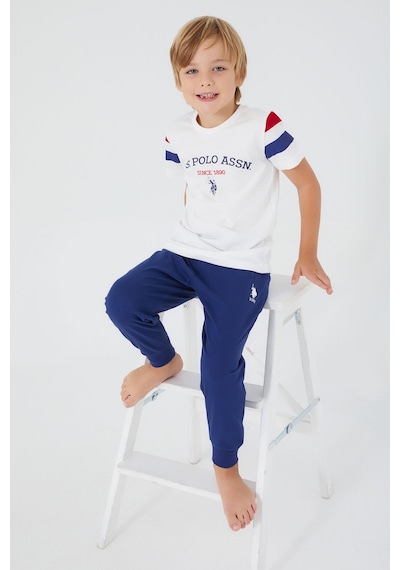 U.S. Polo Assn. İntense Krem Erkek Çocuk Kısa Kol Pijama Takım Krem