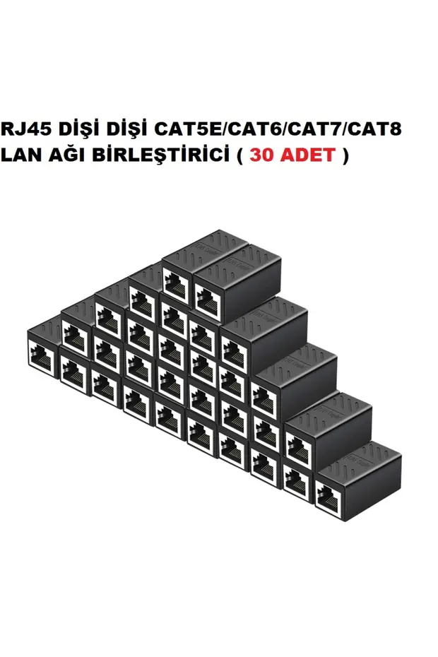 30 Adet Rj45 Dişi Dişi Cat5/cat6/7/8 30pc Gigabit Destekli Ethernet İnternet Modem Lan Ağı Birleştirici Ara Internet Kablosu Uzatıcı