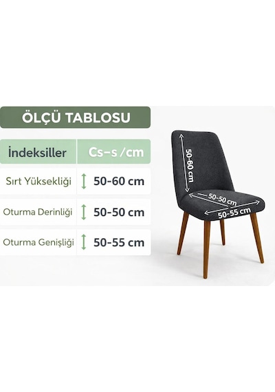 Mutfak Sandalye Kılıfı-büyük Oval Likral Kum Desen Yıkanabilir Lastikli Sandalye Örtüsü Chair Cover Antrasit