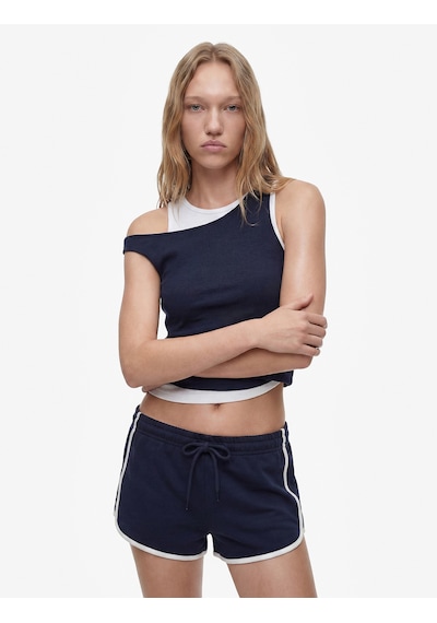 Koton Kaşkorse Pamuklu İkili Katmanlı Kolsuz Halter Yaka Bluz Lacivert 6sal30329ık
