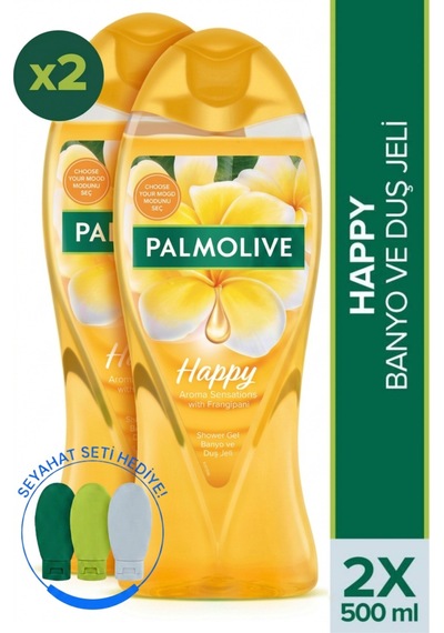 Palmolive Feel Happy Duş Jeli 2 x 500 ML + Seyahat Kiti
