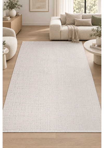 Zafir Vizon Bej Özel Ölçü Robot Süpürge Uyumlu Salon Oturma Odası Koridor Halısı Kolay Temizlenebilir Polyester İnce Dokulu Modern Hali Vizon/bej