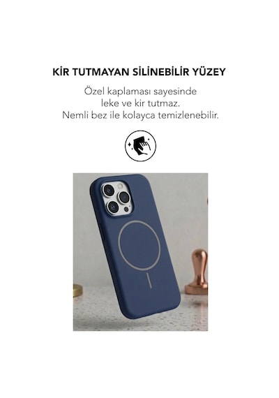 Apple İphone 15 Pro Max Uyumlu Magsafe Lansman Silikon Kılıf Lacivert