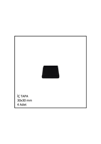 Plastik İç Tapa, Profil Tapası, Kare, Siyah, 30x30 Mm 4 Adet Siyah