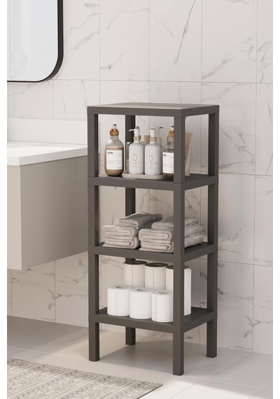 4 Katlı Plastik Gri Banyo Mutfak Rafı Mıt1051 Diğer