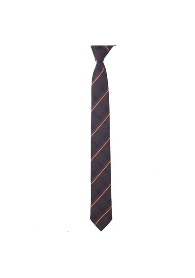 Esgue Dar Kesim Slim Kahve - Sarı Çizgili 6 Cm. Hand Made Kravat Kahverengi - Sarı