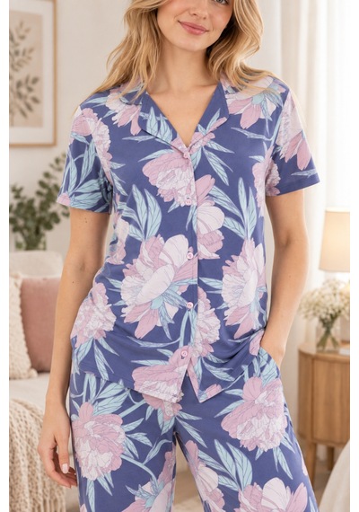 Lılac Kadın %100 Viskon Çiçek Desenli Gömlek Yaka Mor Pijama Takımı Mor - Pembe Mor - Pembe Lılac Kadın %100 Viskon Çiçek Desenli Gömlek Yaka Mor Pijama Takımı Mor - Pembe Mor - Pembe