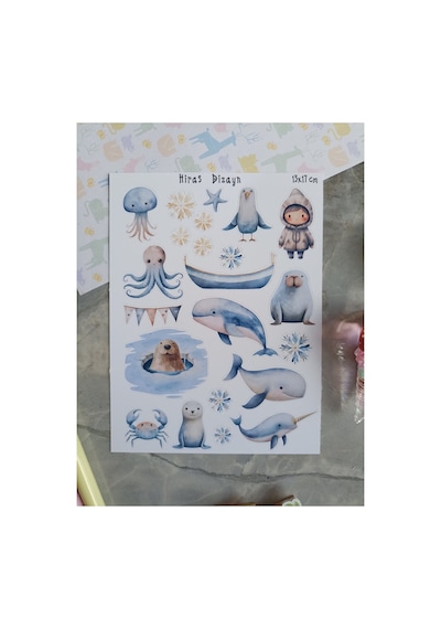 Eskimo Temalı Sticker Seti 40 Adet 2 Sayfa 13x17 cm