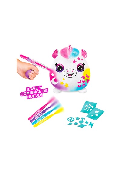 Canal Toys - Airbrush Plush Baril - Keçeli Kalemler Ve Şablonlar İle Yumuşak Sprey Sanat Pelüş Oyuncak - Çocuklar İçin Yaratıcı Boş Zaman - 6 Yaş - Ofg 266 124-Pembe