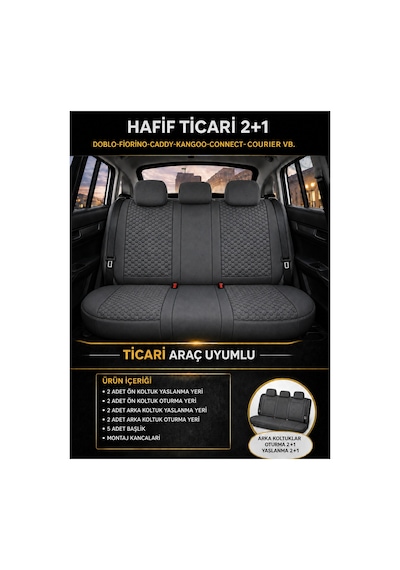 Volkswagen Tiguan 2016 Uyumlu Ticari 2+1 Altay Serisi Tay Tüyü Oto Koltuk Kılıfı Füme