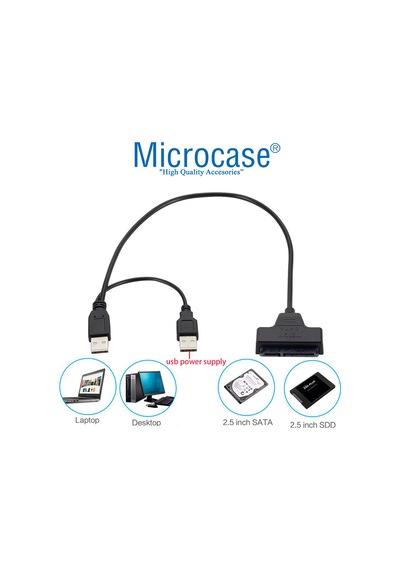 Usb 2.0 To 2.5 Inç Sata Power Destekli Hdd Ssd Çevirici - Al2627