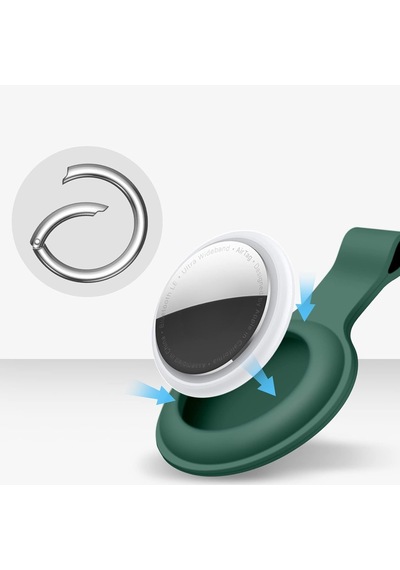 Apple Uyumlu AirTag Silikon Koruyucu Anahtarlık Arkası Kapalı Düşmez Yıkanabilir