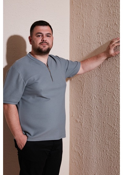 Buratti Büyük Beden Pamuklu Regular Fit Erkek T Shirt 5902653B Açık Haki