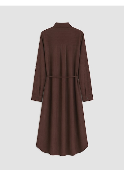 Lcw Everyday Kahverengi Beli Kuşaklı Dokulu Gömlek Tunik