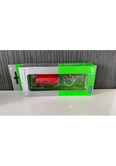 Welly Metal 1:87 Ölçekli Volkswagen Uyumlu T2 Minibüs Anahtarlık Kırmızı