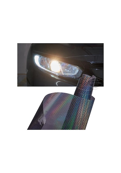 Koyu Siyah Hologram Petek Desen Far Stop Filmi Far Folyosu Far Çizik Çizilme Engelleyici Folyo 100 X 30 Cm 00 Şüscaroto Aksesuar