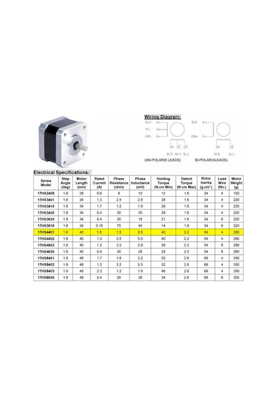 17Hs4401 Nema 17 Step Motor