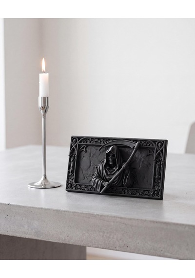 Azrail Duvar Heykeli Grim Reaper 3d Rölyef Tablo Gotik Cadılar Bayramı Mat Siyah 25 Cm Duvar Dekoru Dark Fantasy Severlere Hediye 25cm