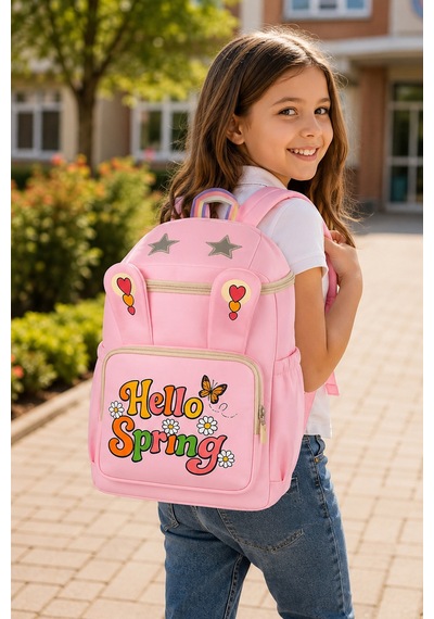 Ls-5170 Kız Çocuk Ana Okul Çantası Okul Çantası Pembe Turuncu