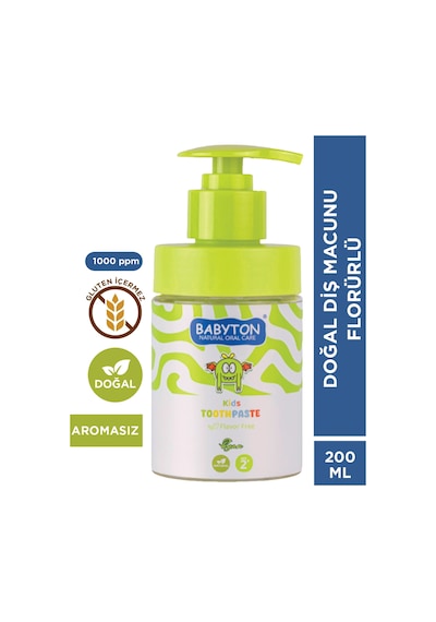 Doğal Aromasız 2 Yaş Ve Üzeri Florürlü Diş Macunu Pompalı 200 Ml Temel Bakım