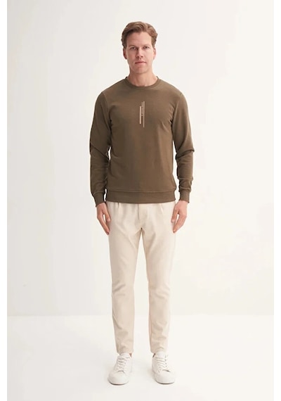 Cazador Slim Fit Mevsimlik 3 İplik Pamuk Karışımlı Sweatshirt-54185 Kahverengi