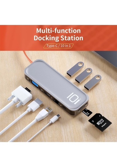 10 In 1 Type C Hd Vga Çok Fonksiyonlu Dönüştürücü