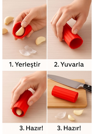 2 Li Sarımsak Soyucu Rulo Silikon, Bpa İçermez, Pratik Mutfak Yardımcısı Çok Renkli Diğer