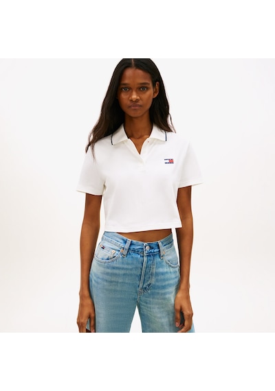 Tommy Hilfiger Cropped Short Sleeve Kadın Beyaz Polo Dw0dw21363 2800324