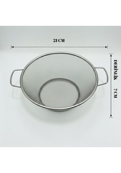 Premium 21 Cm Paslanmaz Çelik Orta Boy Mutfak Süzgeci, Çift Kulplu Metal Pirinç Yıkama Ve Makar Diğer
