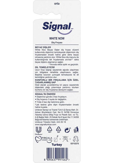 Signal White Now Beyaz Dişler 2'li 1+1 Orta Diş Fırçası Sku: Smg8690010405173