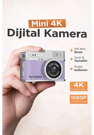 Mini Dijital Kamera Selfie Video Vlog Kamerası Mini Anahtarlık 1080p Cmr35 Mor