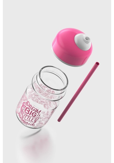 Renga Bubble Kids Dream Big Desenli 370 Ml Pipetli Cam Şişe 182027 Fuşya