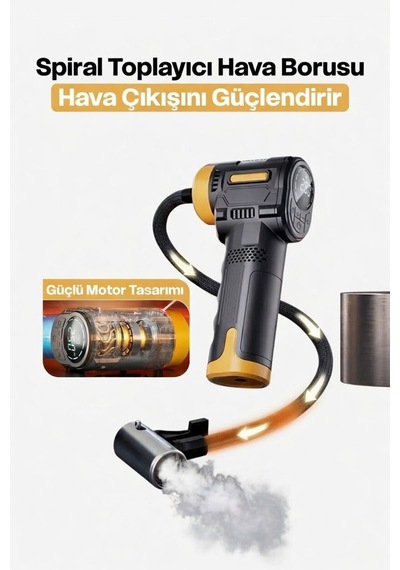 Hava Kompresörü Kablosuz Dijital Şarjlı Mini Lastik Şişirme Pompası Led Işıklı Taşınabilir 150 Psı