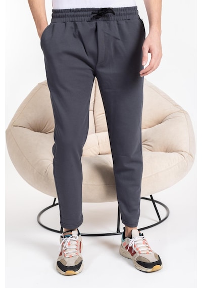 Mutlu City Double Face Kumaş Basic Düz Model Rahat Kalıp Pantolon Kesim Trend Erkek Eşofman Altı-2880-füme Füme