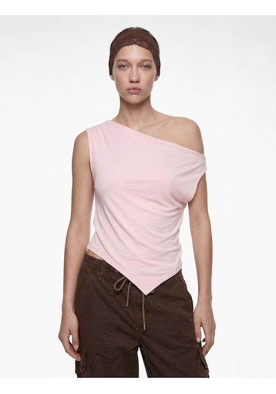 Koton Slim Fit Kolsuz Asimetrik Bluz Pembe 6sal30030ık Gül