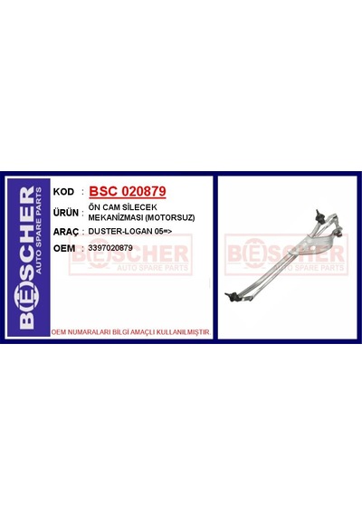Bsc 020879 Ön Cam Silecek Mekanizması Motorsuz Duster-logan 05 3397020879 -