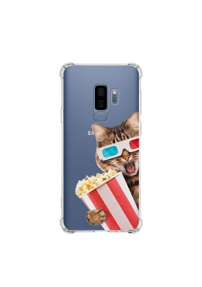 Samsung Galaxy S9 Plus Uyumlu Kedi 1 Baskılı Şeffaf Köşe Korumalı Antişok Kılıf