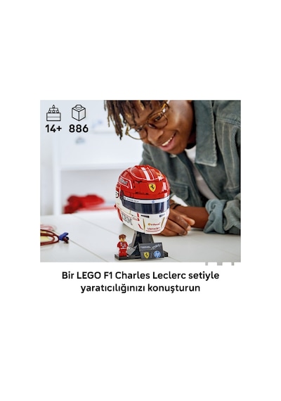 LEGO® Editions Scuderia Ferrari HP Charles Leclerc Kaskı 43014 - 14 Yaş ve Üzeri için F1® Sergileme Modeli Yapım Seti (886 Parça)