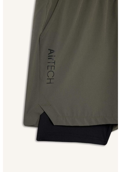 Defacto Defactofit Slim Fit Dar Kesim Sporcu İçi Taytlı Dokuma Şort F0010ax25aukh398 Haki
