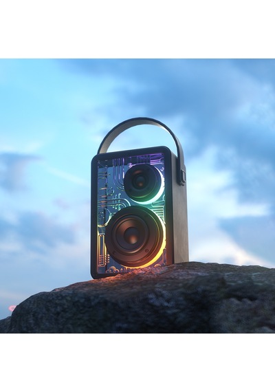 Lenyes S860 Rgb Işıklı Taşınabilir Bluetooth Speaker Hoparlör V5.3 Siyah