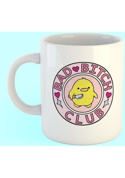 Bad Bitch Club Baskılı Kahve Kupası-beyaz Porselen Hediyelik