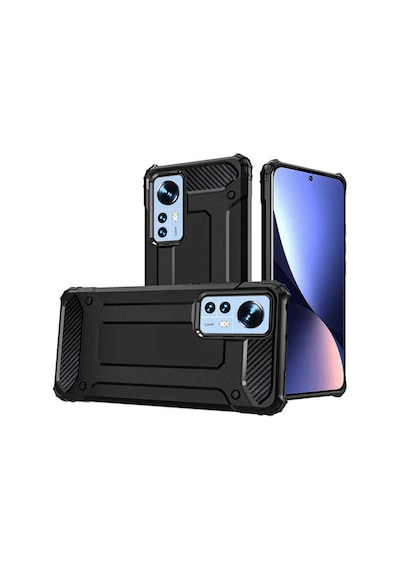 Kilifone Xiaomi Mi 12 Kılıf Çift Katman Zırh Tank Crash Military Kapak Siyah