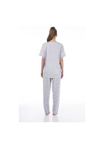 Pjs Estiva 22151 Kadın Kuğulu Viskon Kısa Kollu Büyük Beden Pijama Ta