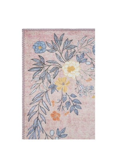 Cool Halı Florence Pembe Mavi Romantik Çiçek Desenli Yıkanabilir Dokuma Salon Oturma Odası Halısı